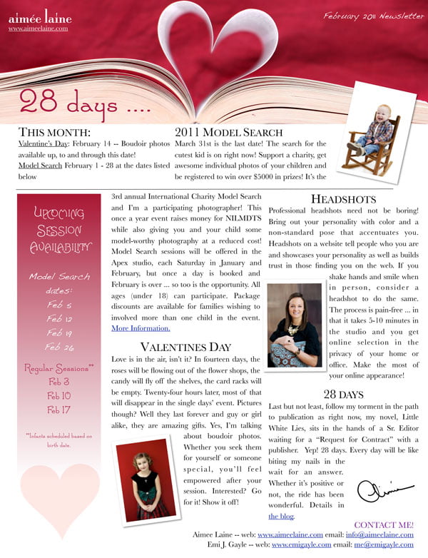 AimeeLaine February 1, 2011 Newsletter